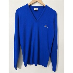 Hobie Surf Sailboat Logo V-Neck Sweater‎ Blue Vintage 80s 90s Men's XL